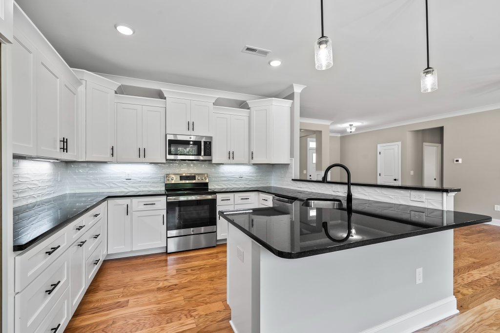 132 Cricket's Run, kitchen island with pendant lights