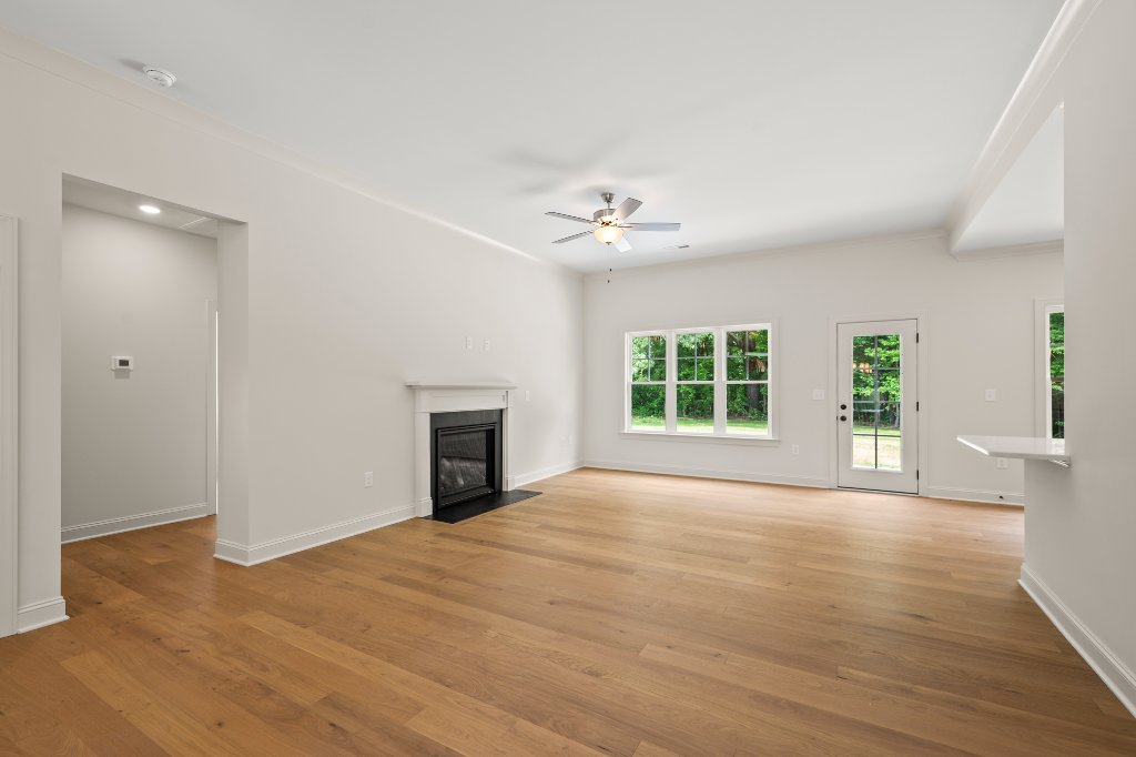 Family room with fireplace