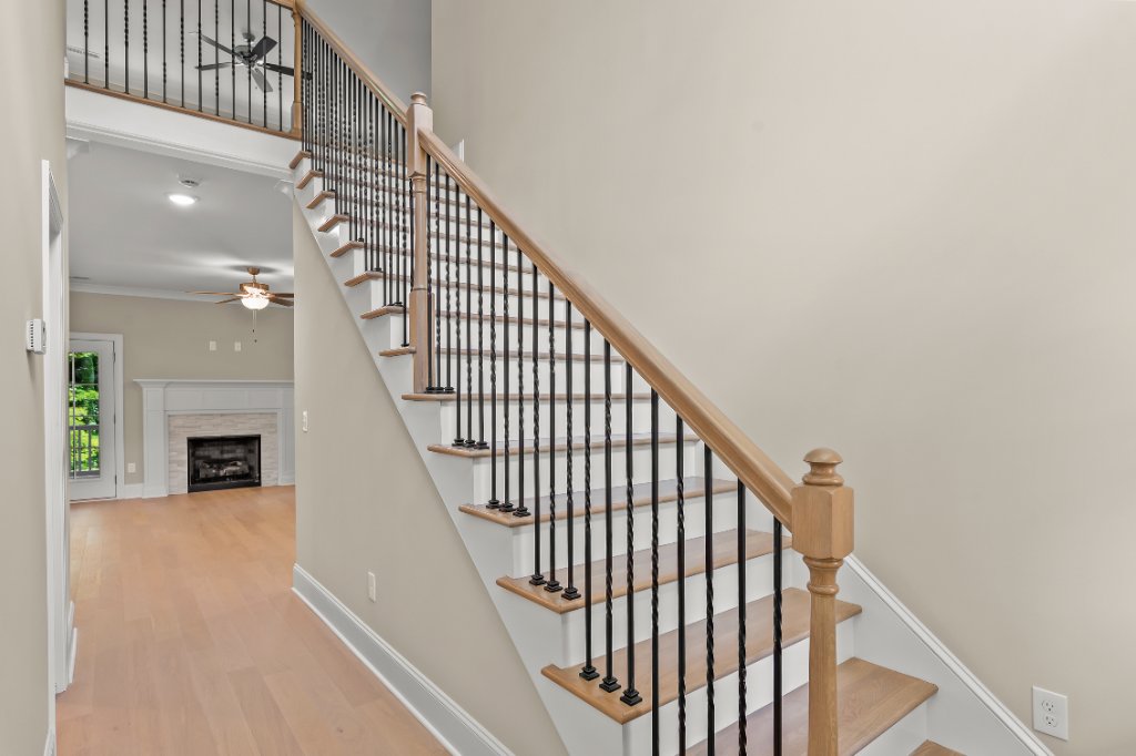 Staircase with iron balusters