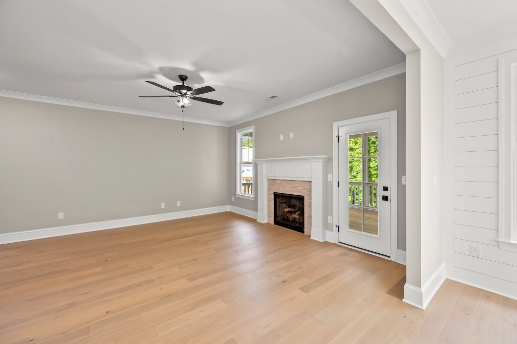Family room with fireplace