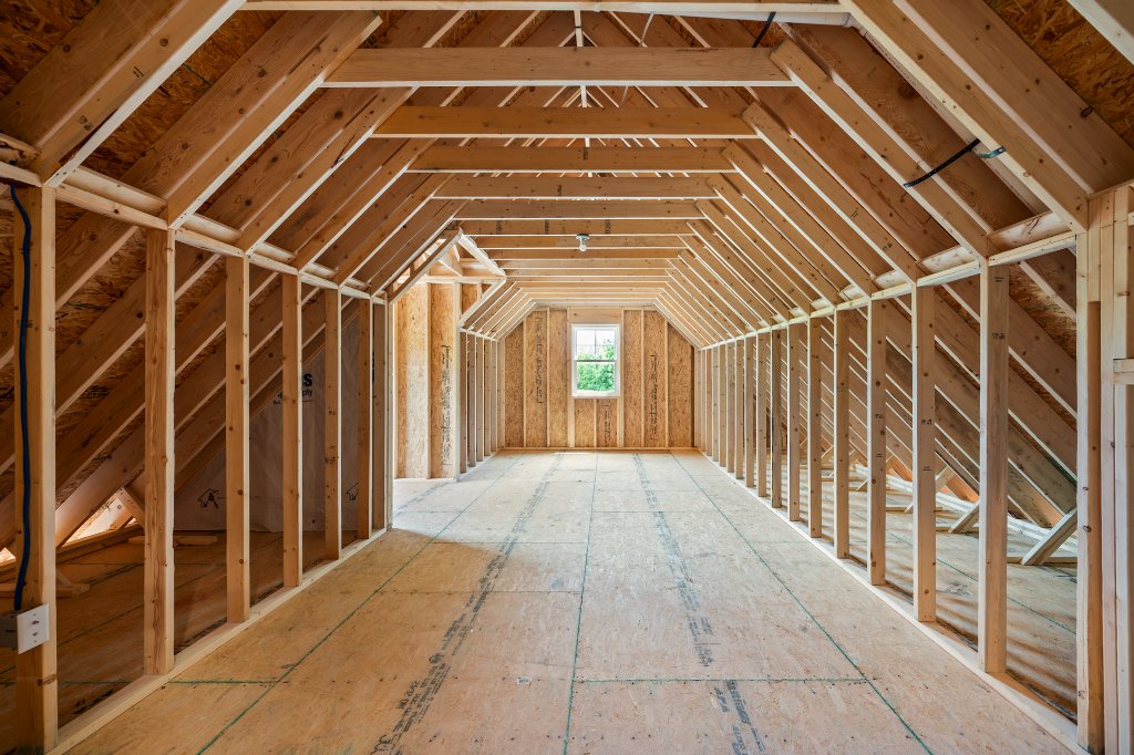 Upstairs bonus room framing