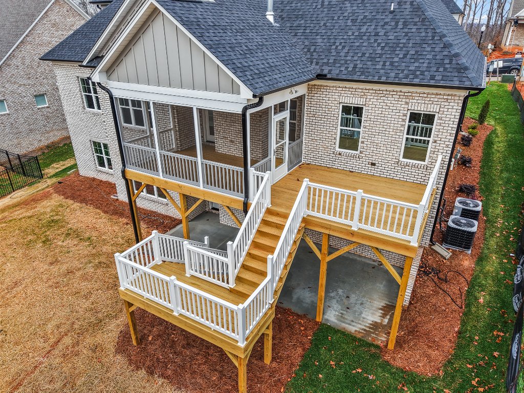 740 Surrey Path Trail, back deck and screened porch aerial view