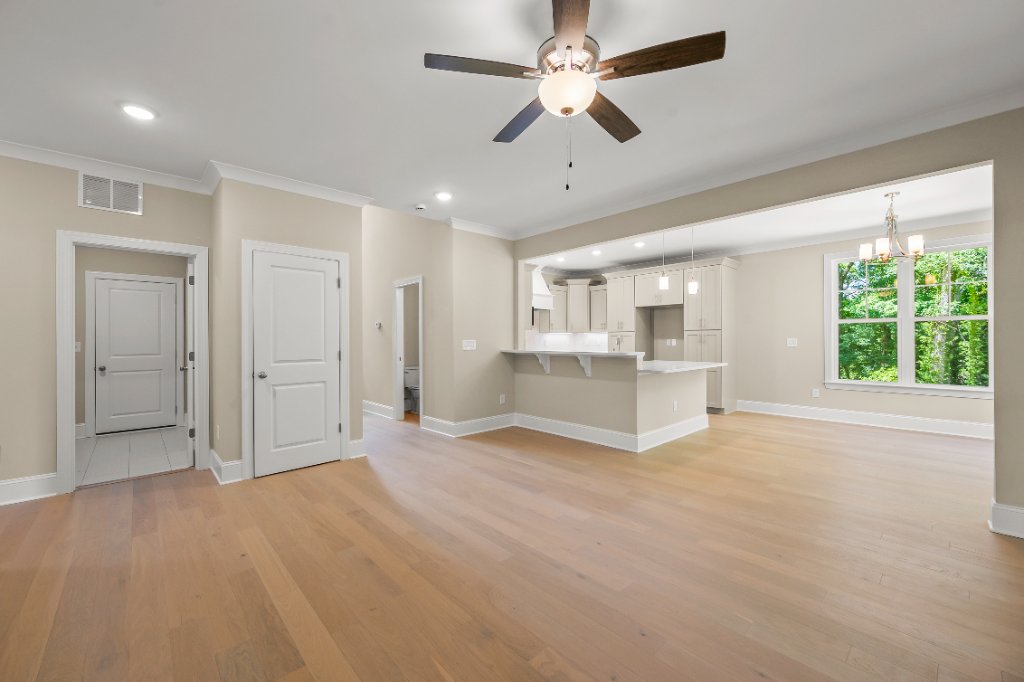 Open floor plan kitchen to living