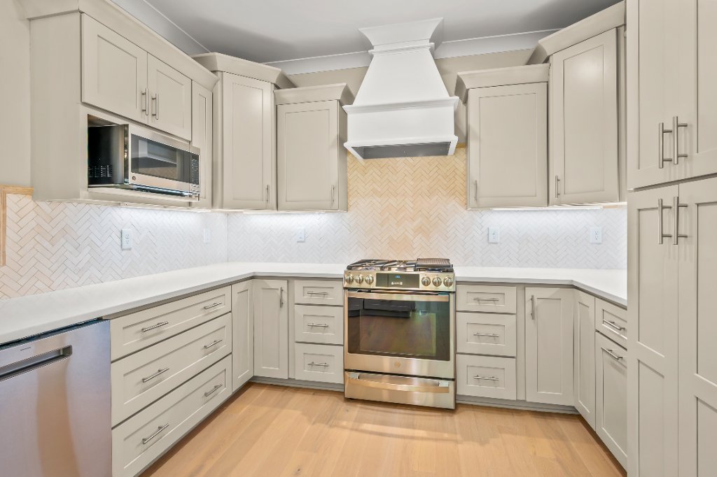Kitchen cabinetry and range