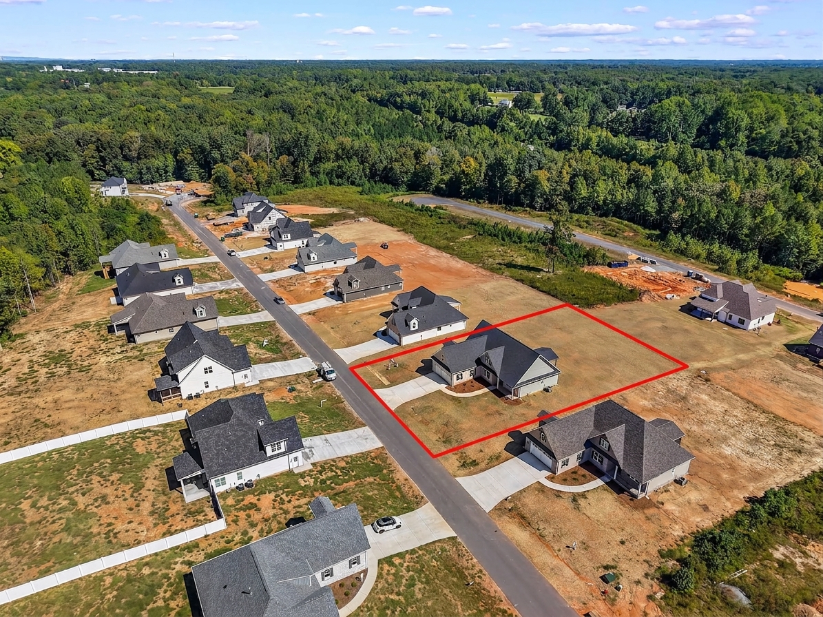 192 Cool Run - Aerial View with Property Lines Highlighted