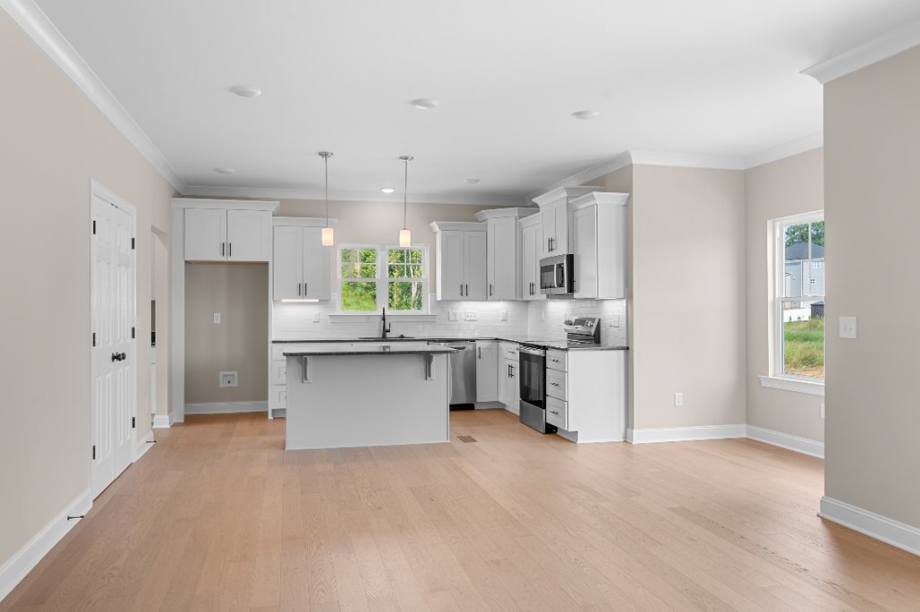 Open kitchen and living area