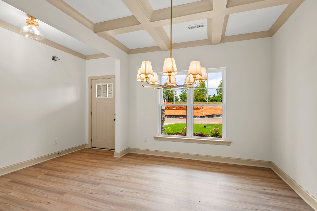 Dining room coffered ceiling detail