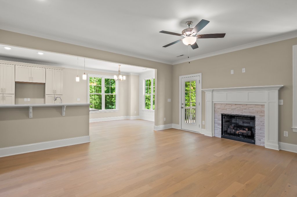 Open living and dining area