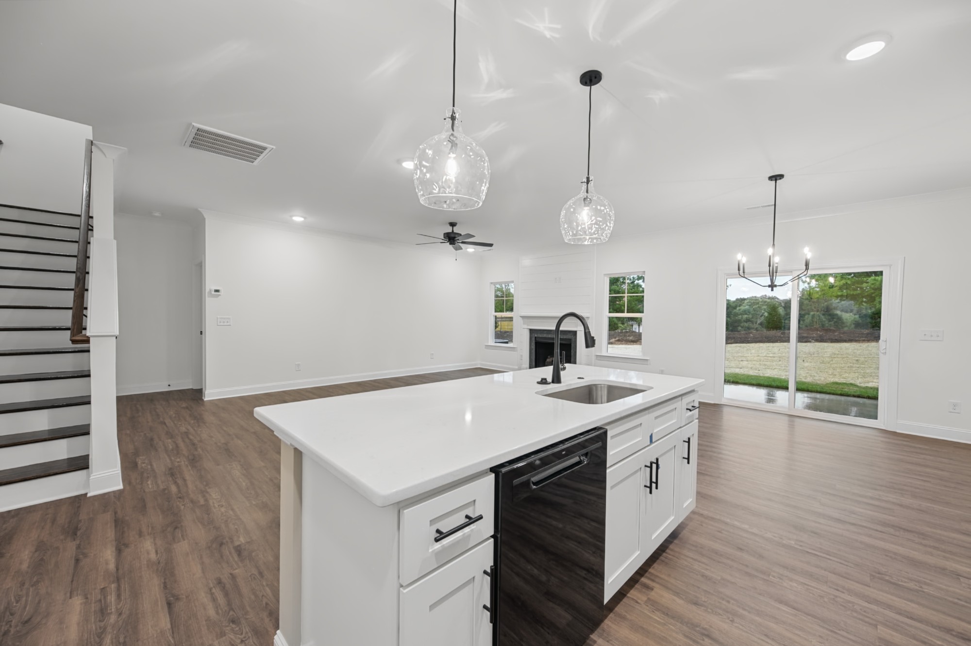 114 Carolina Rose Ct - Kitchen, Living Area and Staircase