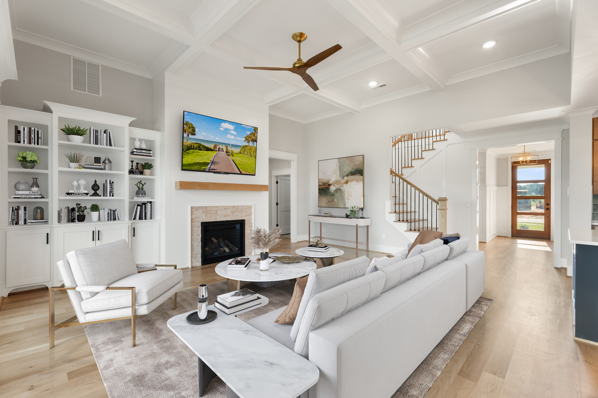 727 Royal Jasmine Ct - Living Room with Stone Fireplace