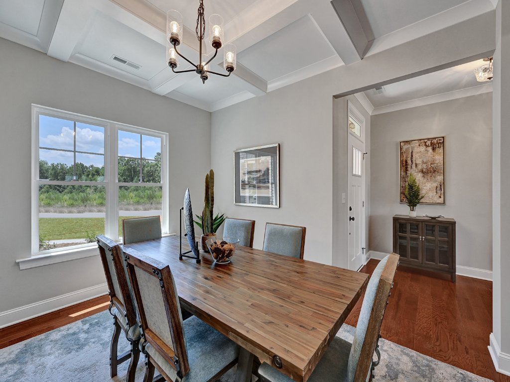 Coffered ceiling dining room