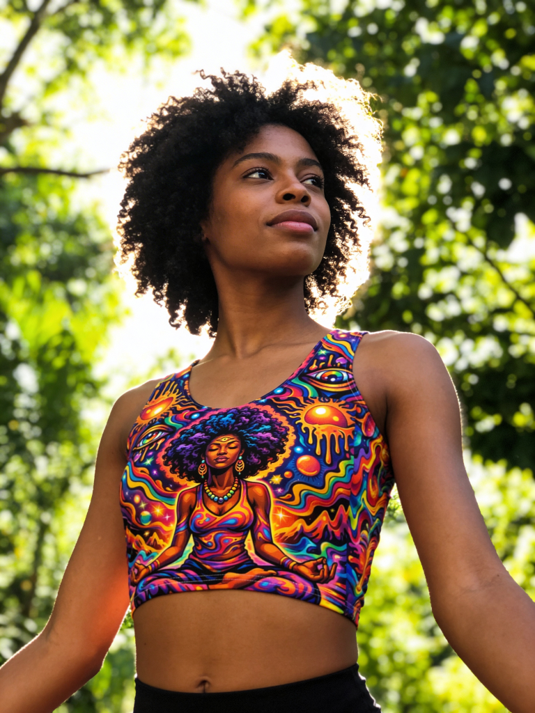 Woman psychedelic 01-Cotton crop top