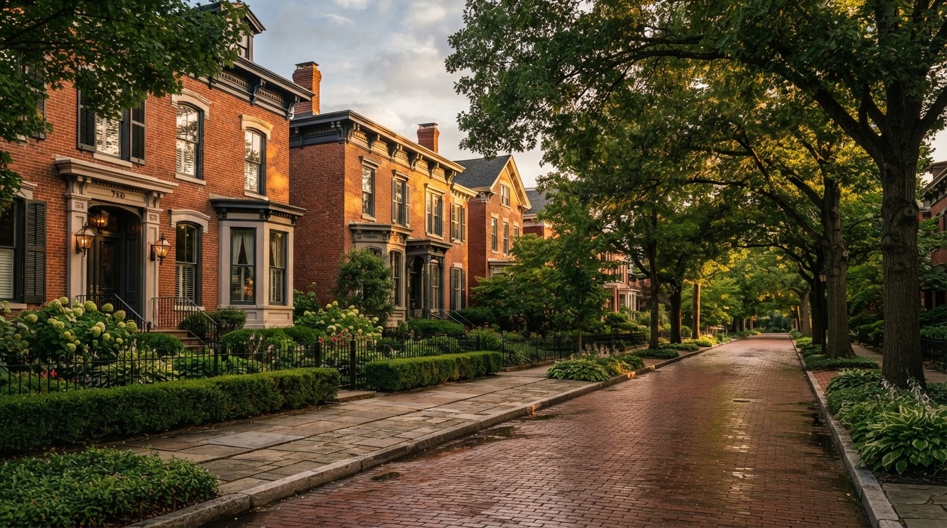 Columbus neighborhood streetscape
