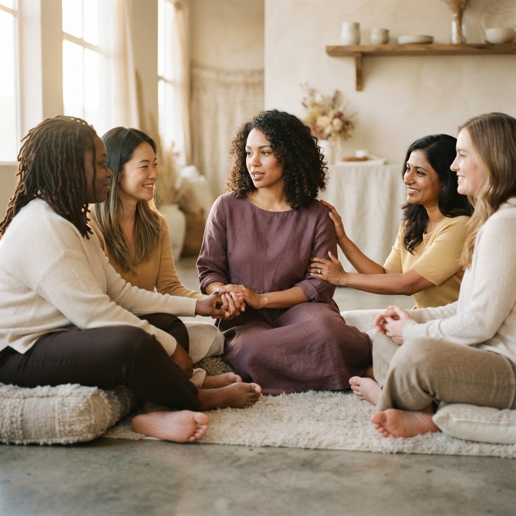 A circle of women supporting one another