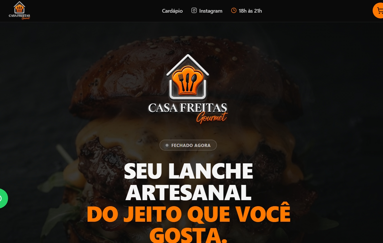 Página inicial do projeto Casa Freitas Gourmet desenvolvido pela ATEND.IA