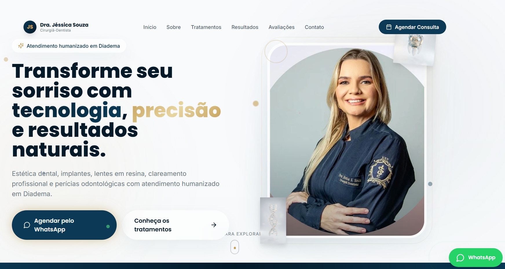 Página inicial do projeto Dra. Jéssica Souza desenvolvido pela ATEND.IA