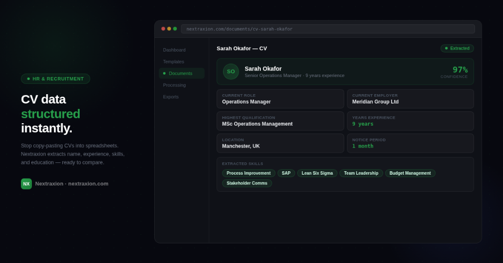 CV data extraction — Nextraxion