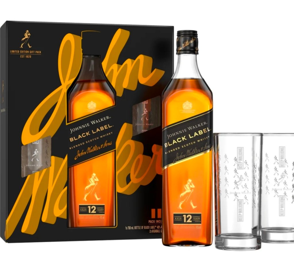 Johnnie Walker Black Label Gift Pack with Glasses