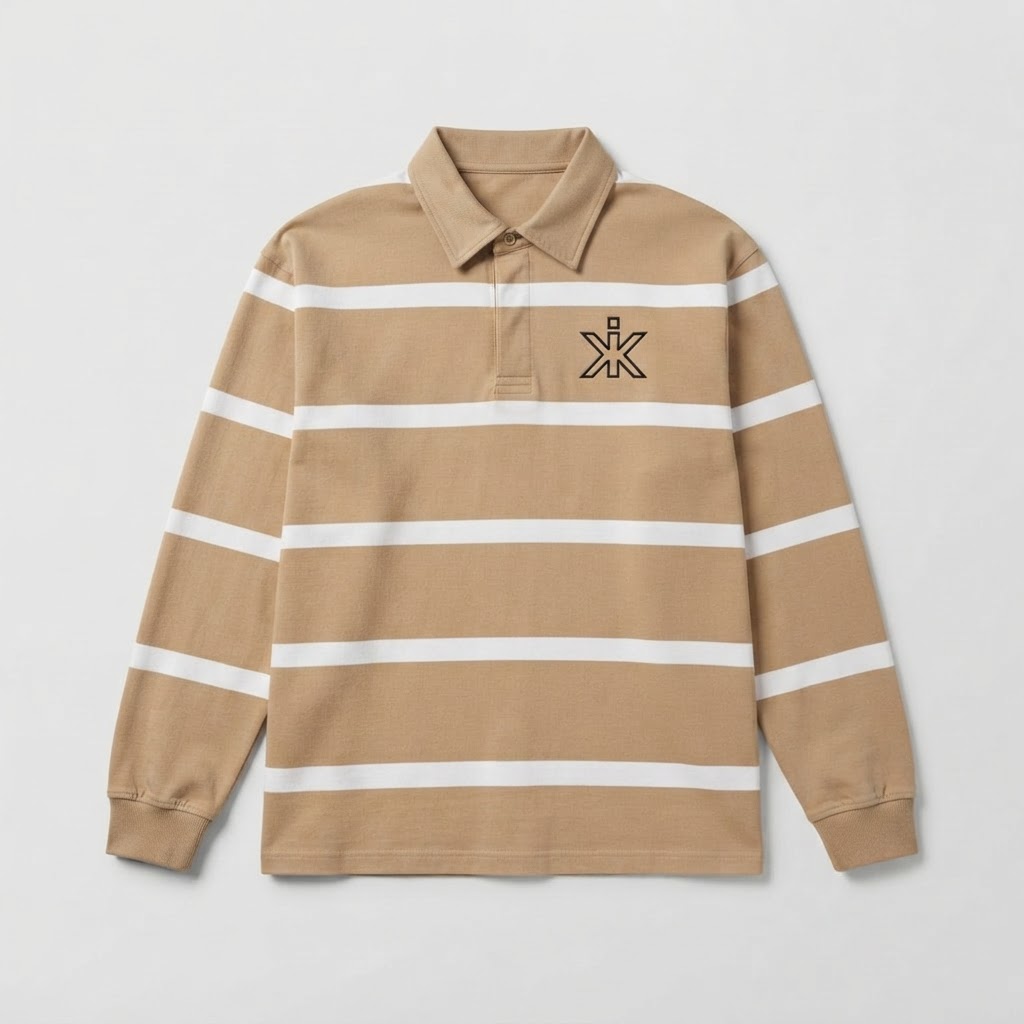 Khari Rugby Long Sleeve — Tan / White