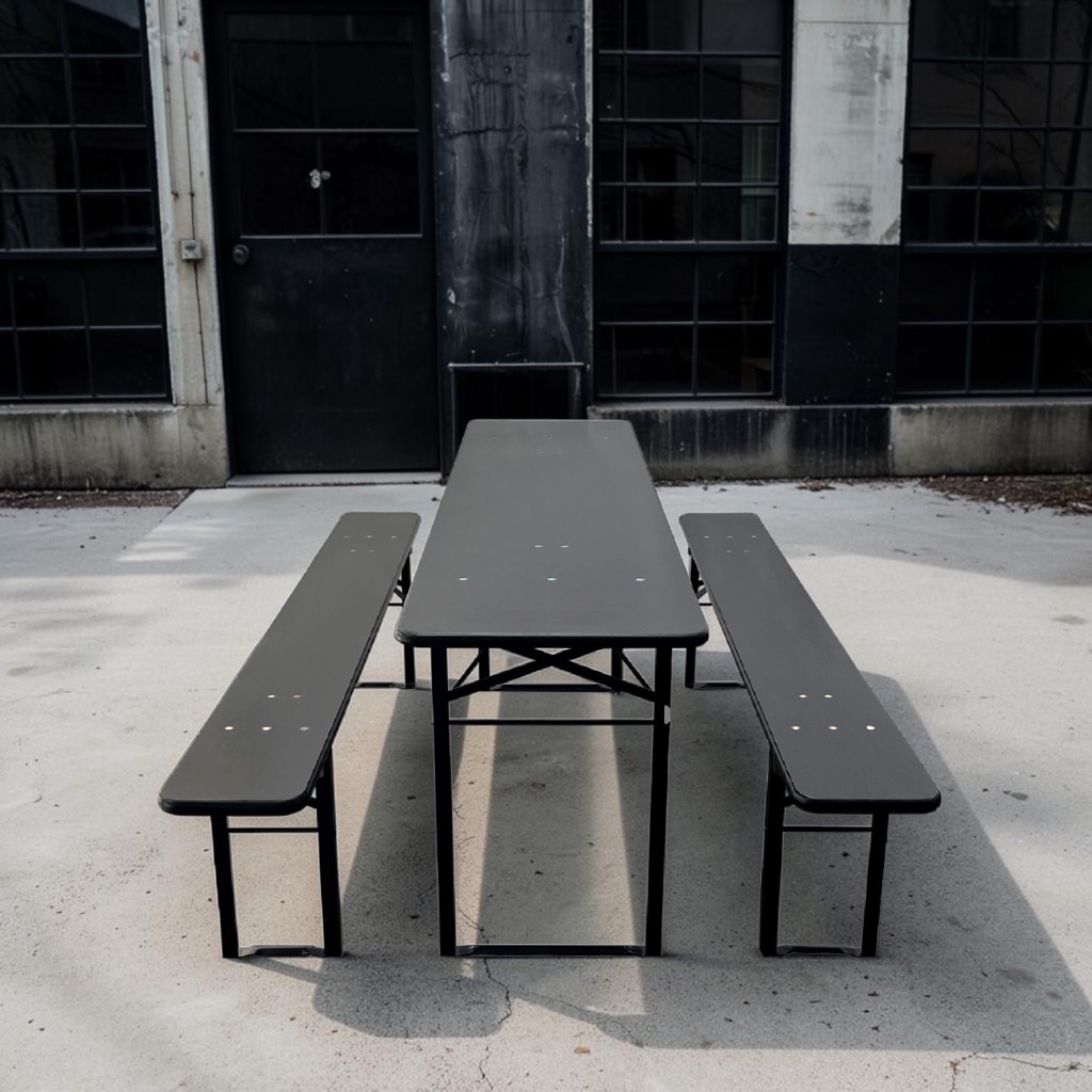 Bord og bænke sæt (sort / 200cm)