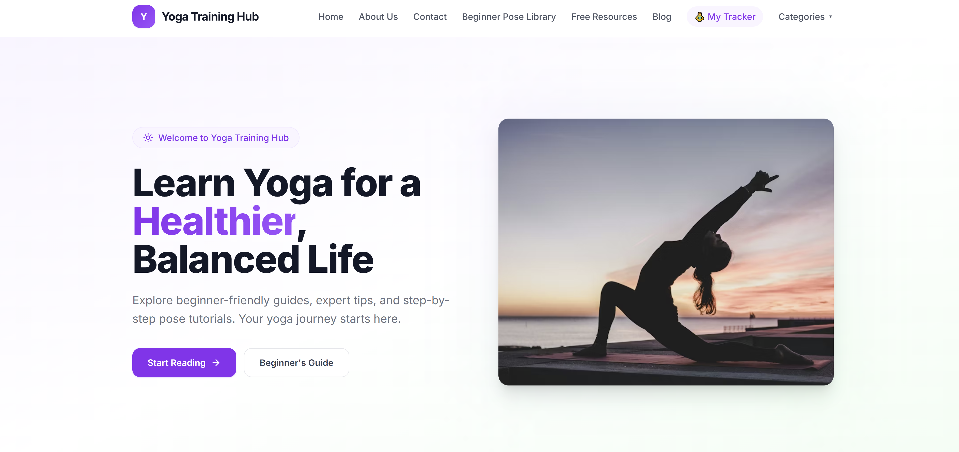 Yoga Training Hub template preview