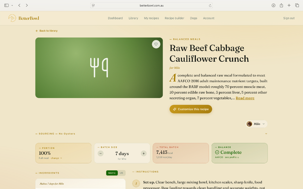 Screenshot · Recipe builder
