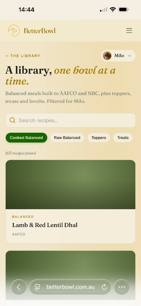 Screenshot · Recipe library