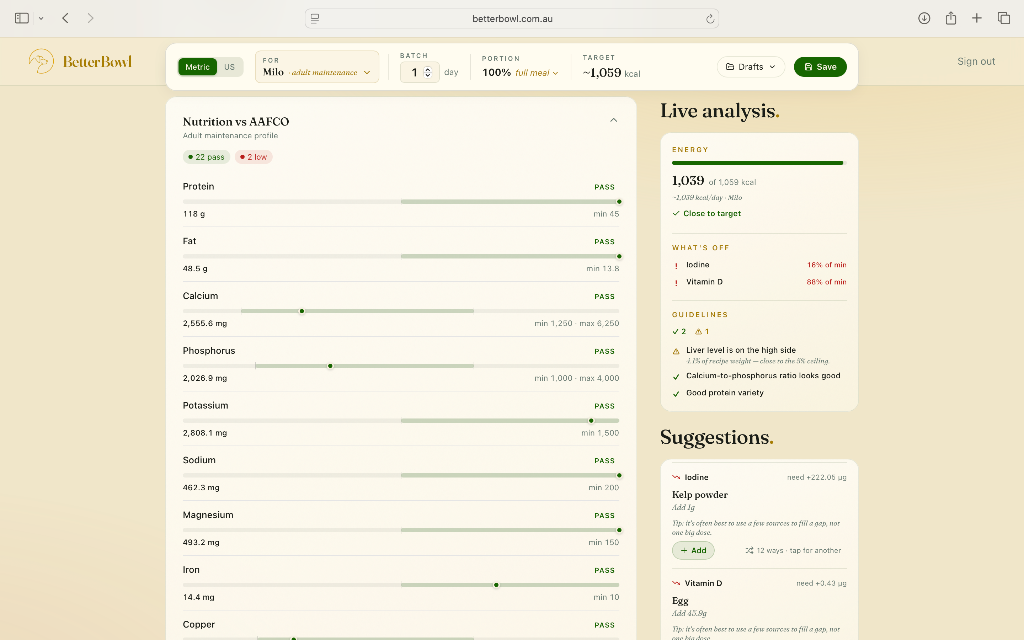 Screenshot · Recipe audit