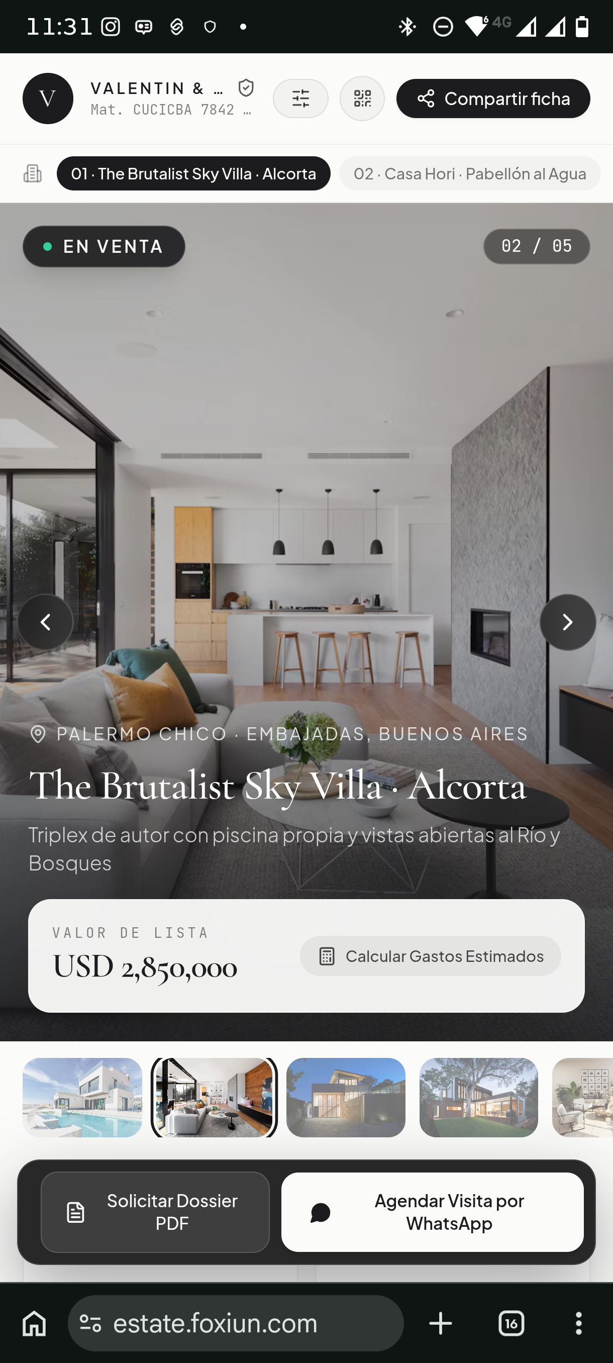 Galería Arquitectónica & Selector de Propiedades