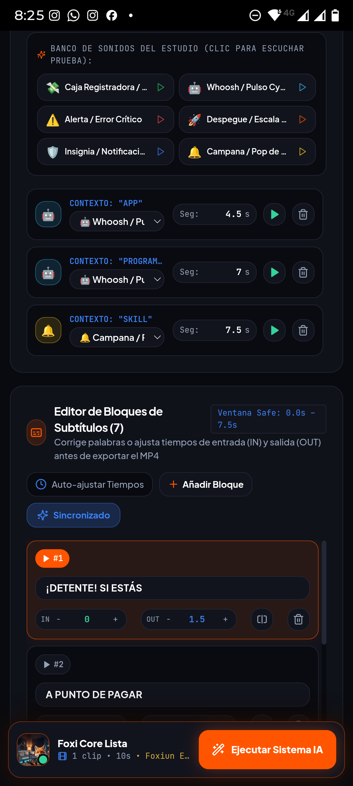 Banco de Sonidos & Editor de Subtítulos