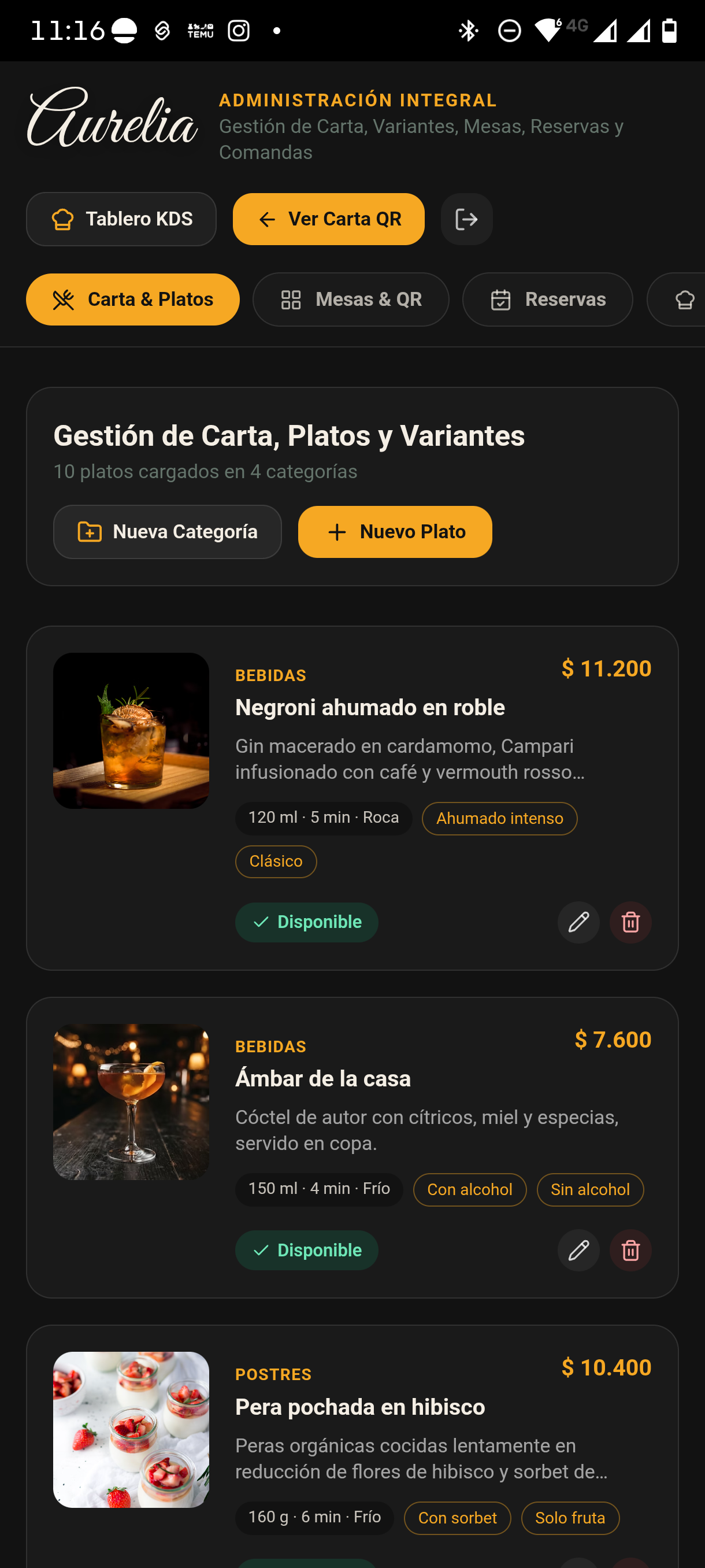 Agenda de Reservas & Recepción