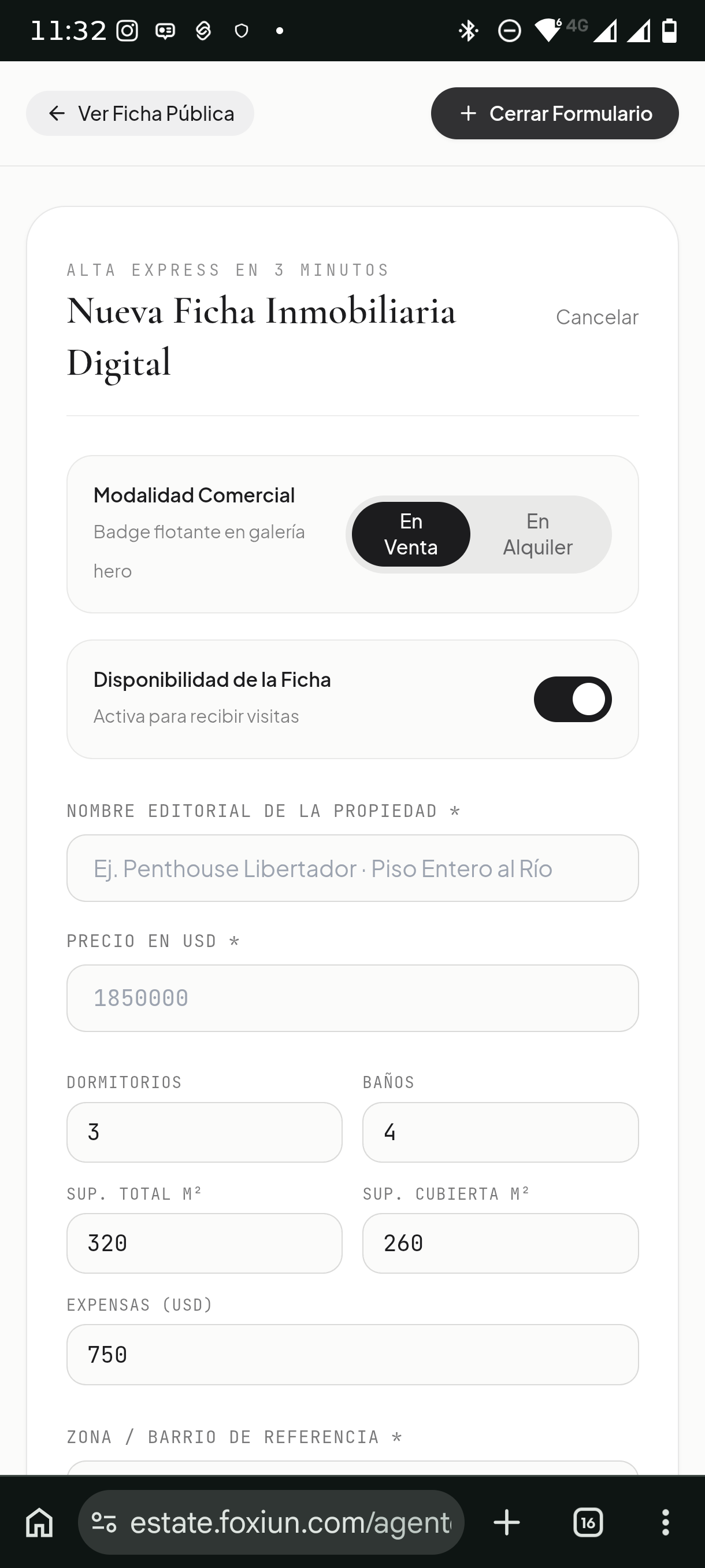 Alta Express · Nueva Ficha Inmobiliaria Digital