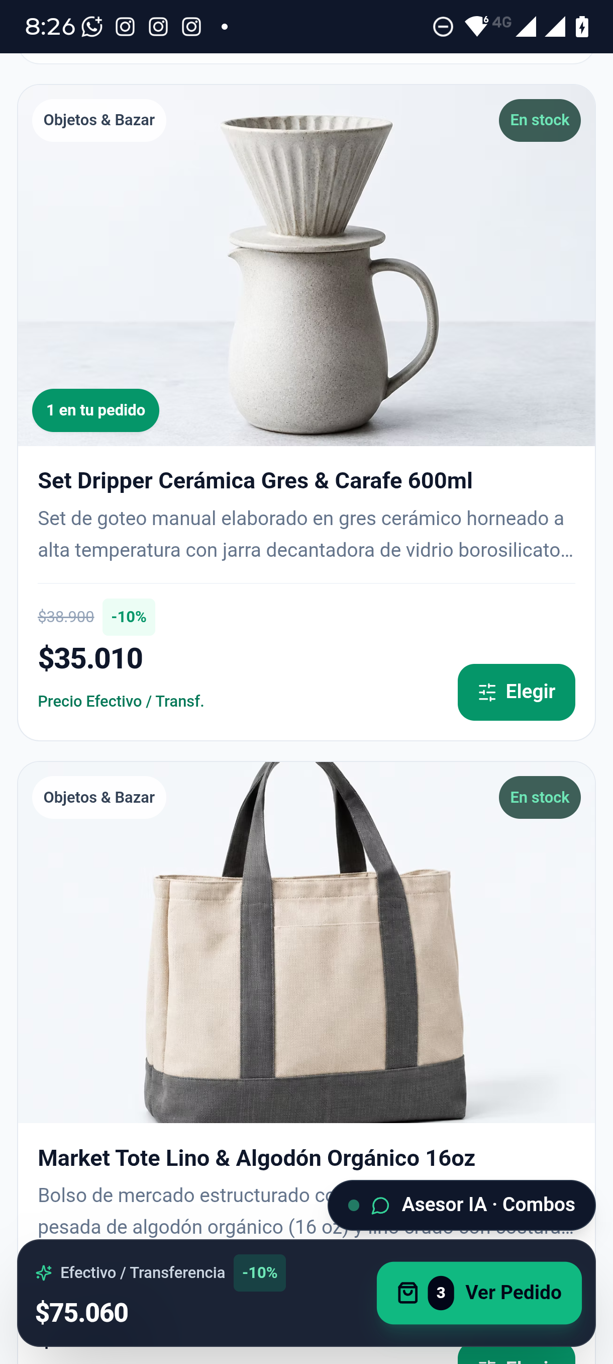 Catálogo con Stock y Contador