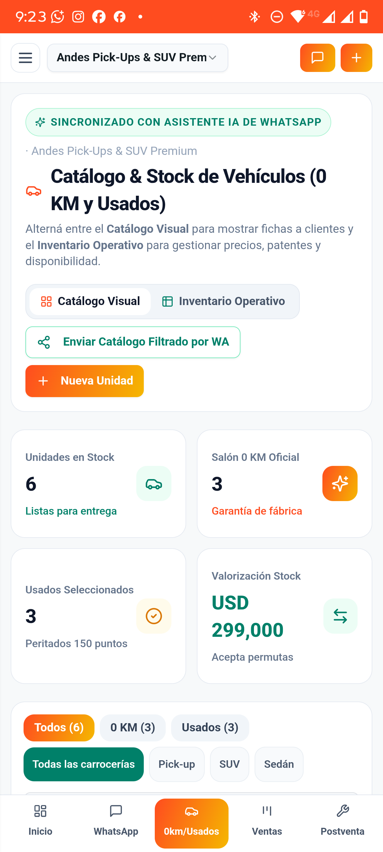 Catálogo & Stock (0 KM y Usados)