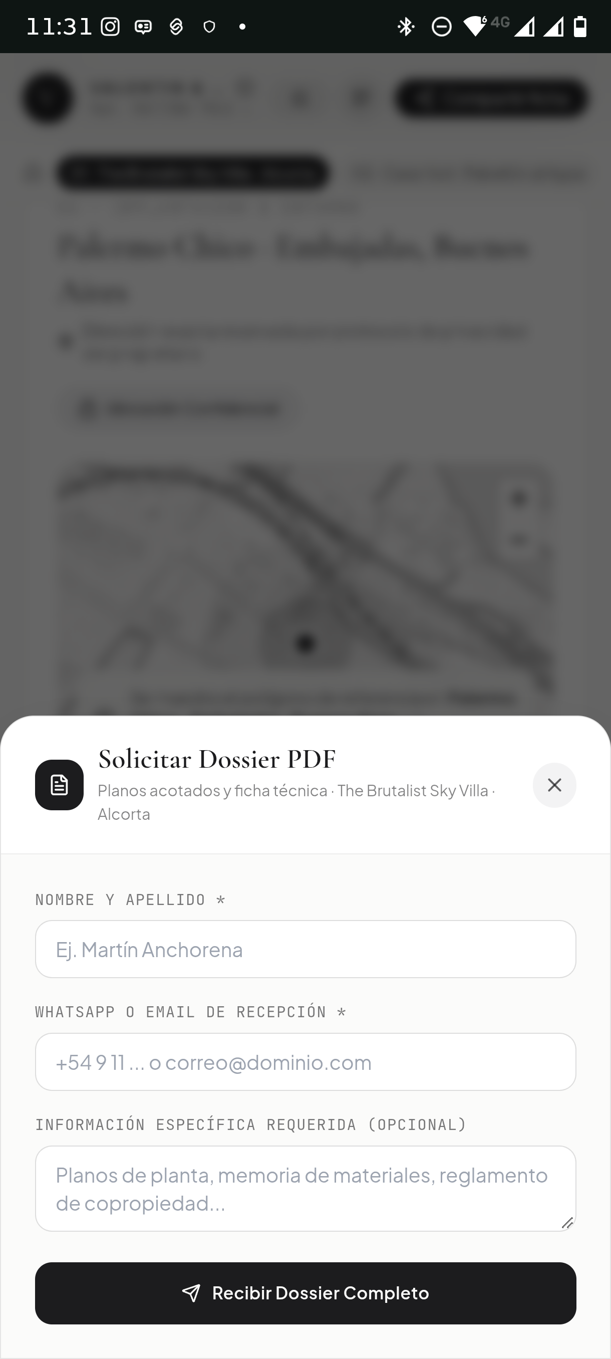 Solicitud de Dossier Técnico & Planos