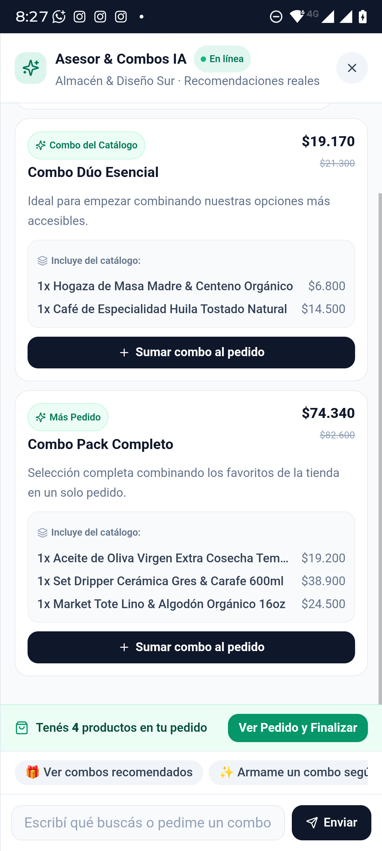Asesor & Combos IA en Línea