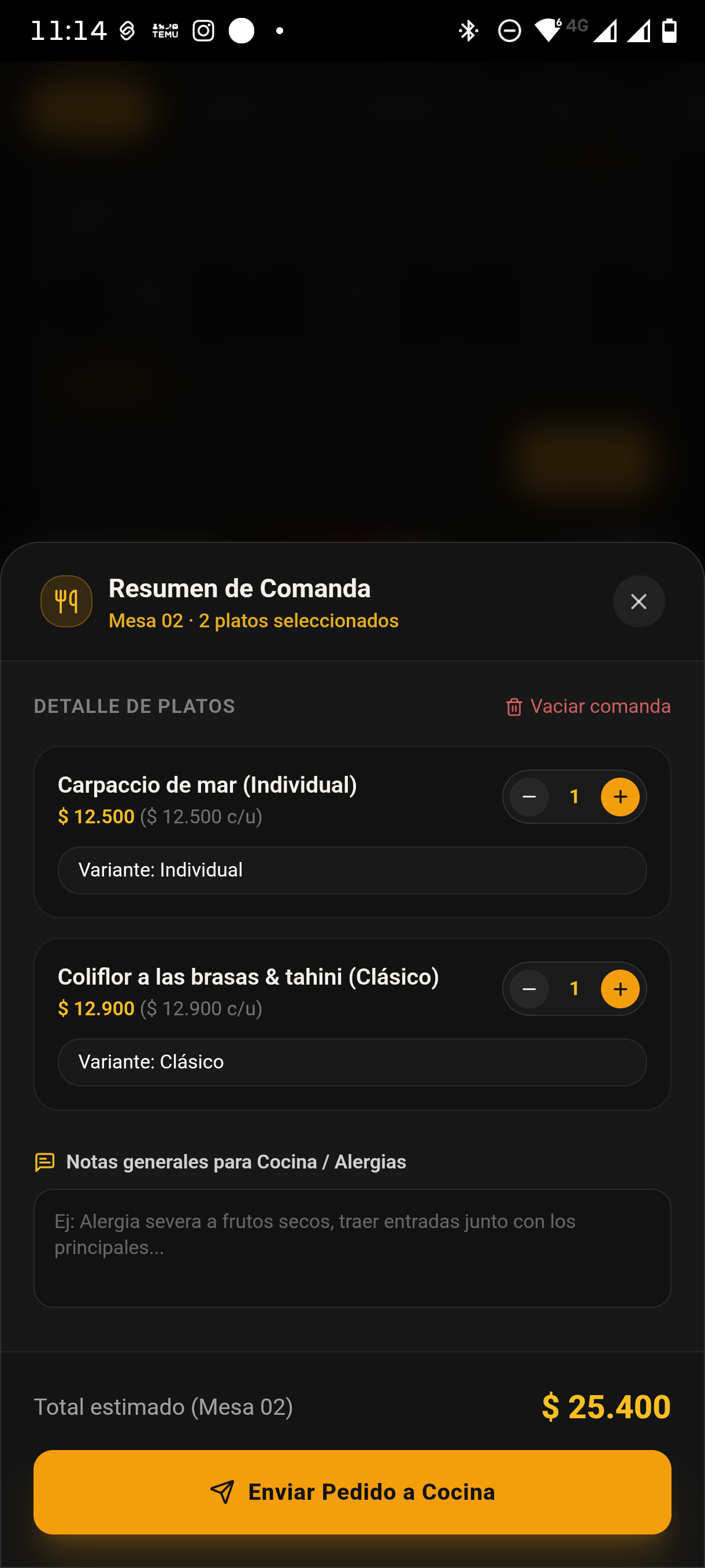 Asistente Aurelia · Sommelier & Alérgenos