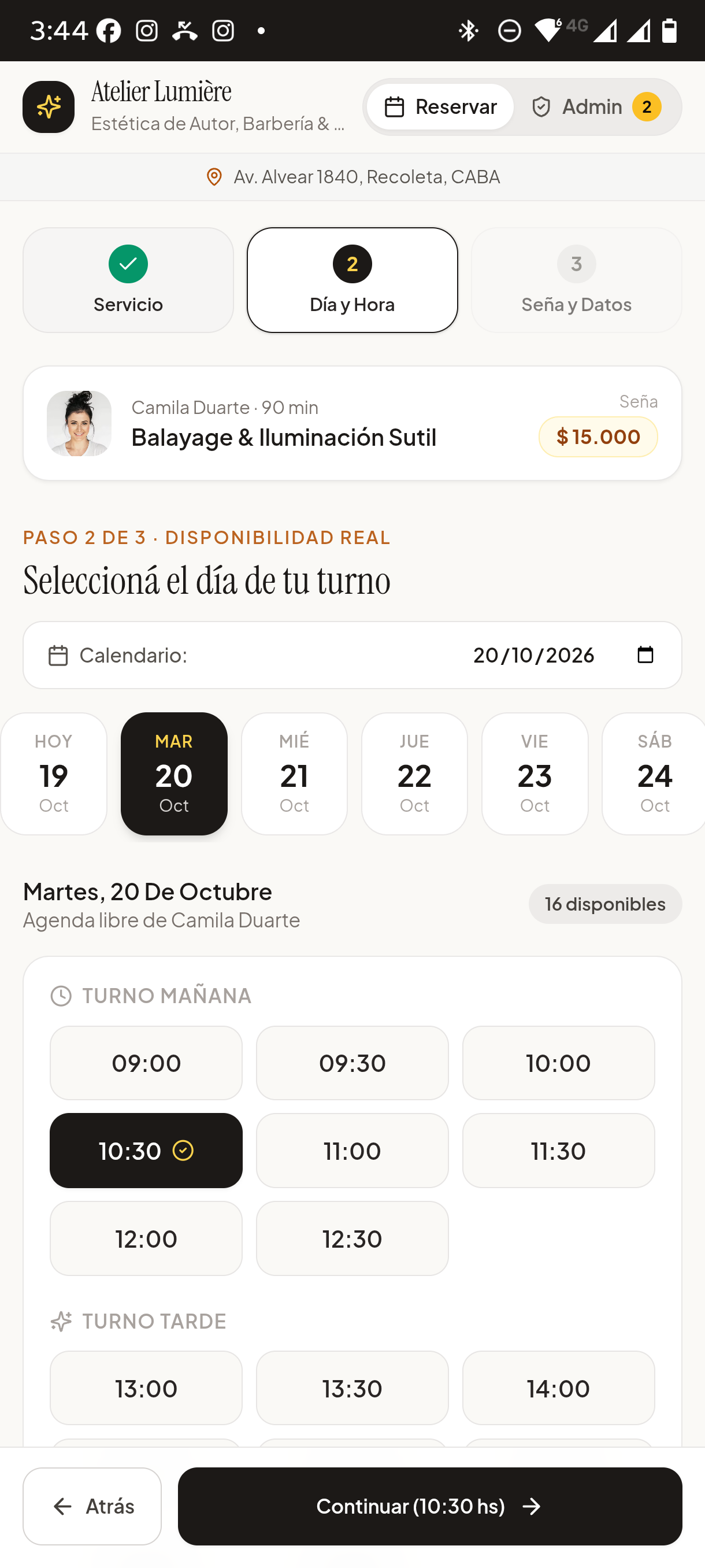Paso 2 · Disponibilidad Real por Profesional