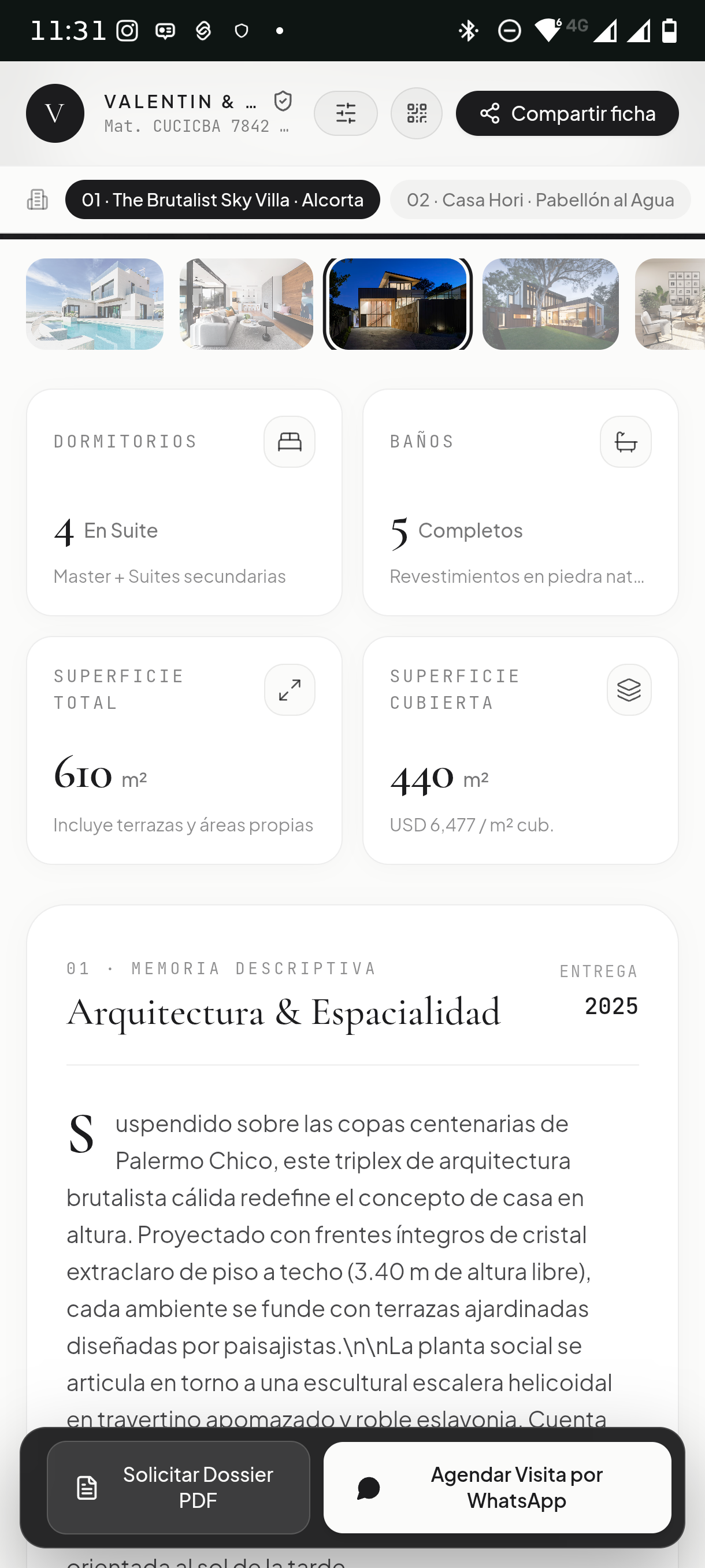 Superficies, Valor por m² & Memoria Descriptiva