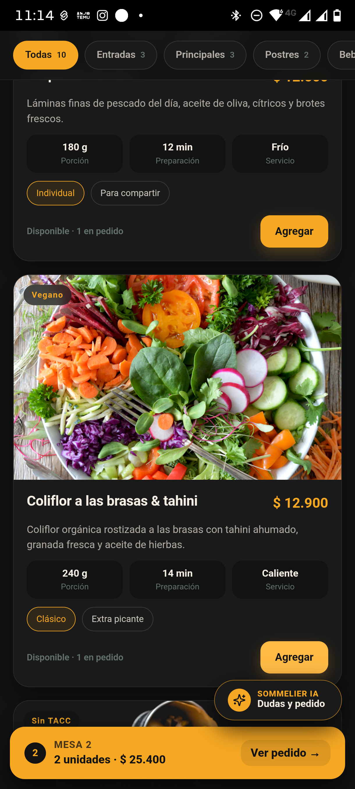 Nuestra Carta · Categorías y Filtros