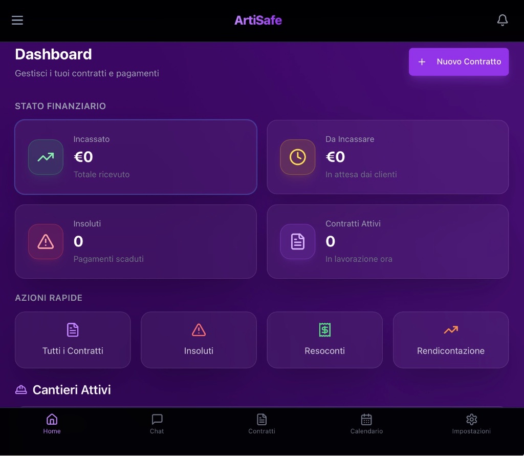 Anteprima dashboard artigiano ArtiSafe