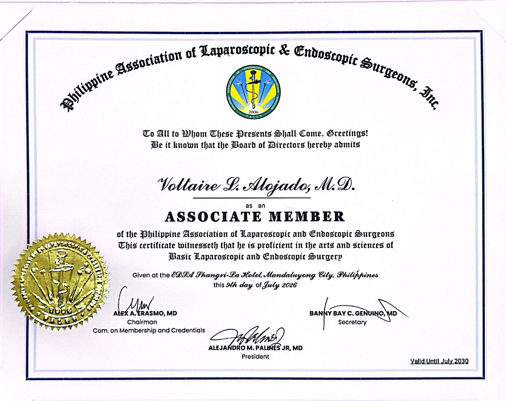 Associate Member — Philippine Association of Laparoscopic & Endoscopic Surgeons