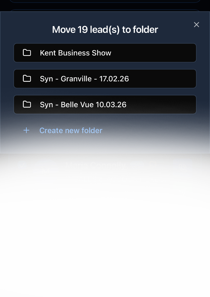 Folders screen