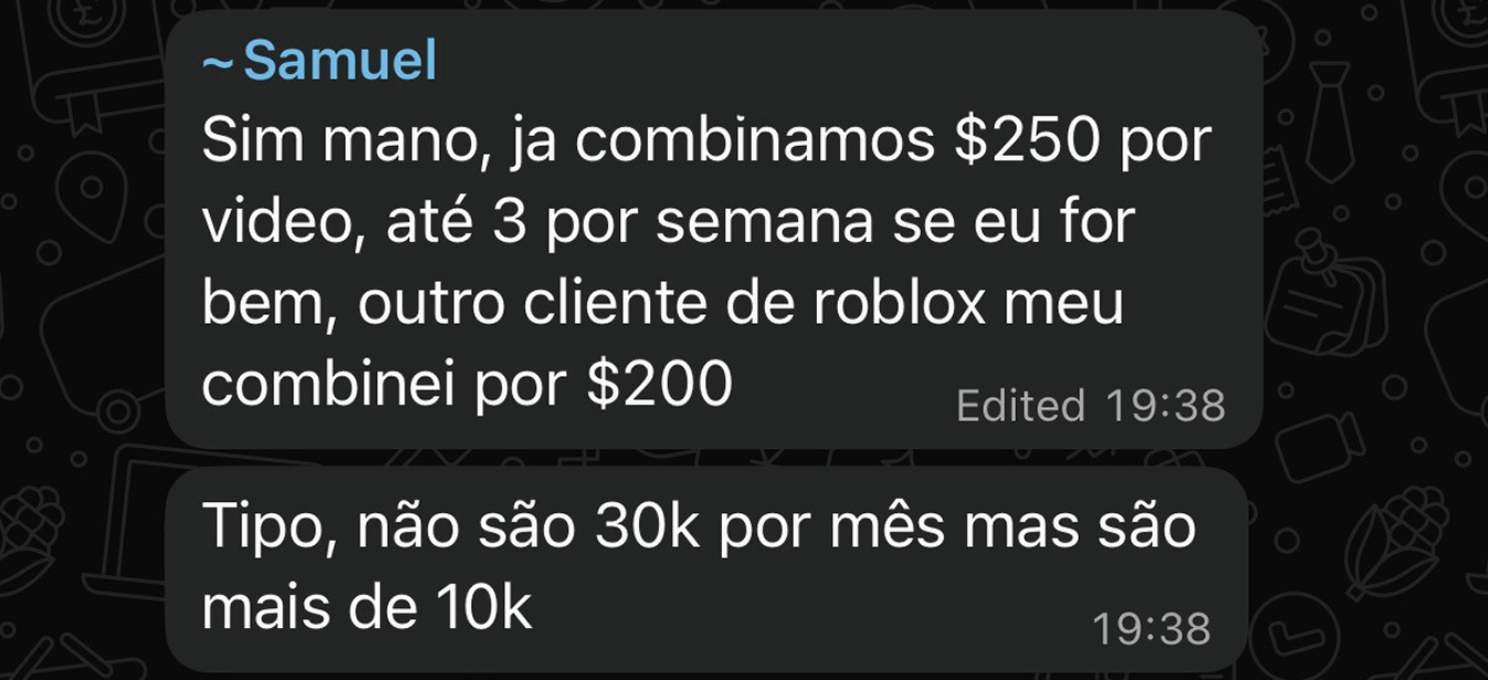 Depoimento de aluno Samuel faturando mais de 10k por mês