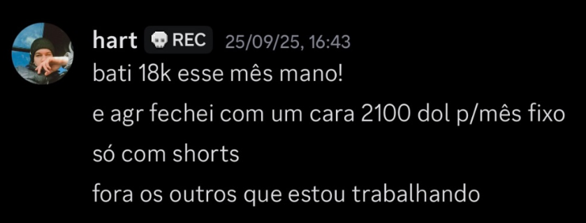 Depoimento de aluno que bateu 18k no mês e fechou contrato de $2.100/mês