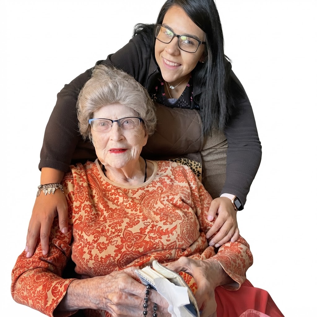 Caregiver sharing a warm moment with a senior client