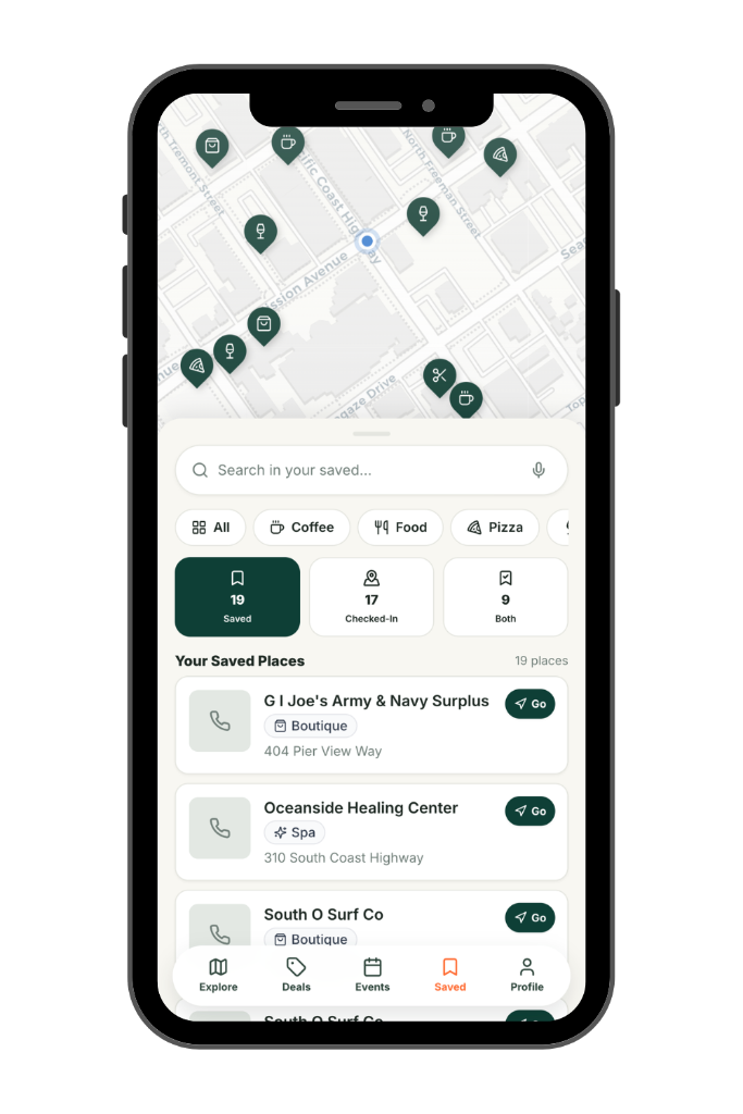 DISTRICT app — Saved screen