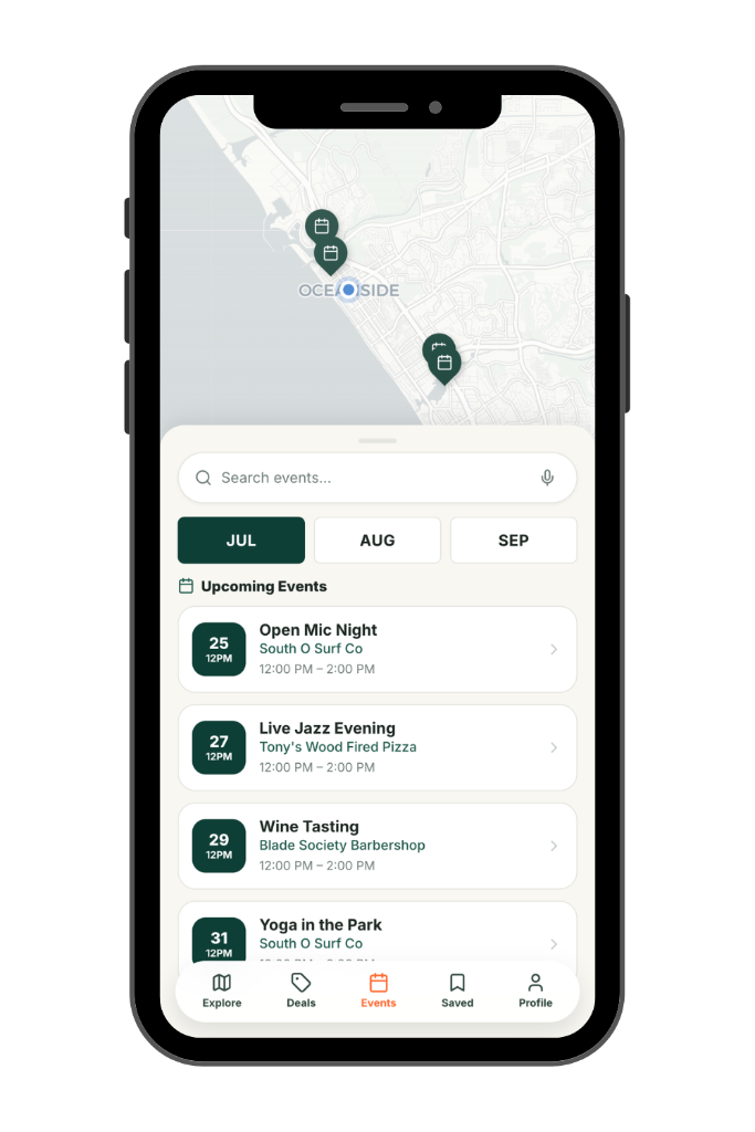 DISTRICT app — Events screen