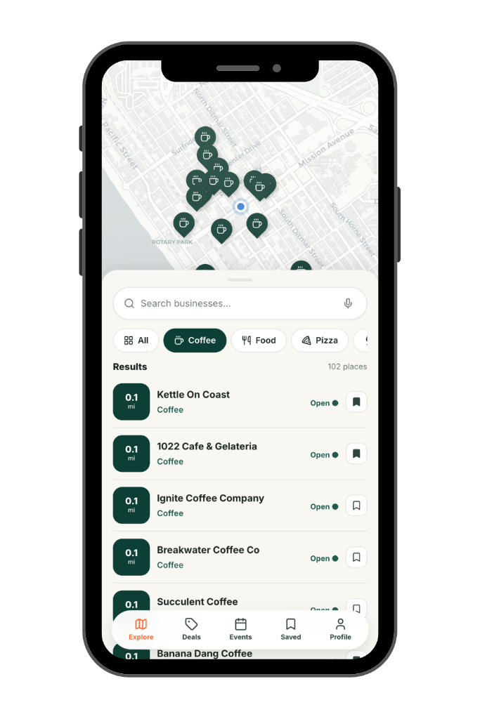 DISTRICT app — Explore screen