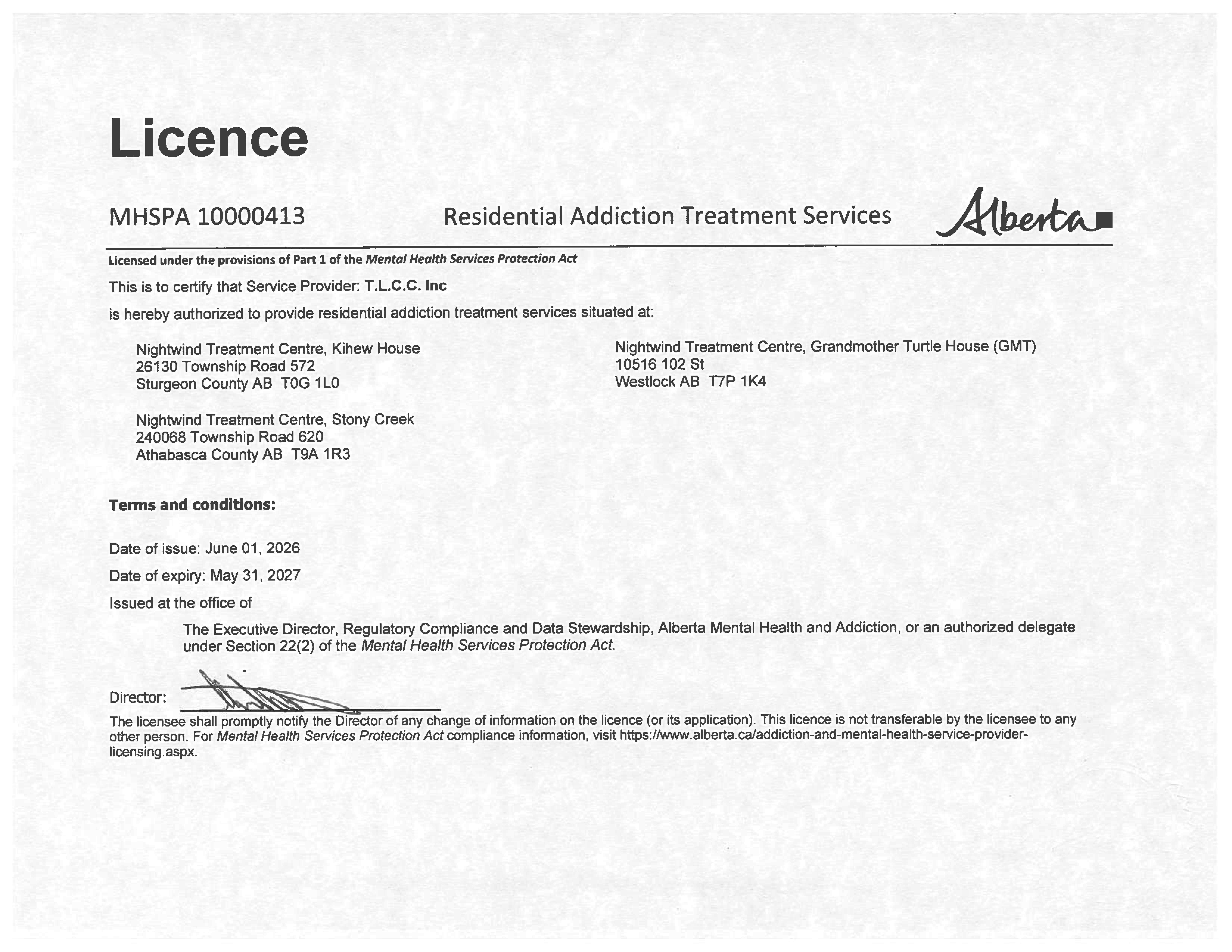MHSPA Licence